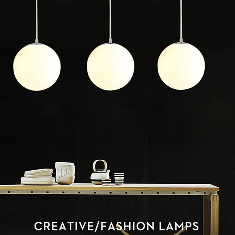 

Simple single-head glass ball milky E27 led pendant lights for living room dining room bedroom aisle restaurant clothing store