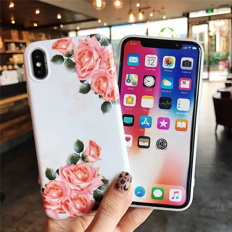 Retro Flowers Phone Case For iphone XS Max X XR 6 S 7 8 Plus Back Cover Fashion IMD Cases Capa |