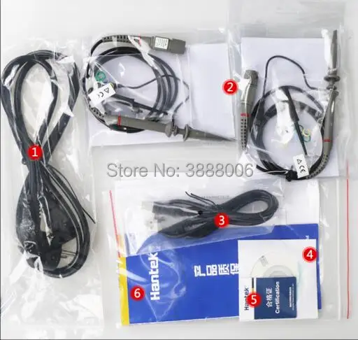 Hantek DSO5202P цифровой осциллограф 200 МГц пропускной способности 2 Каналы PC USB 1GSa/s 7 дюйм(ов) запись Длина 24 к портативный осциллограф