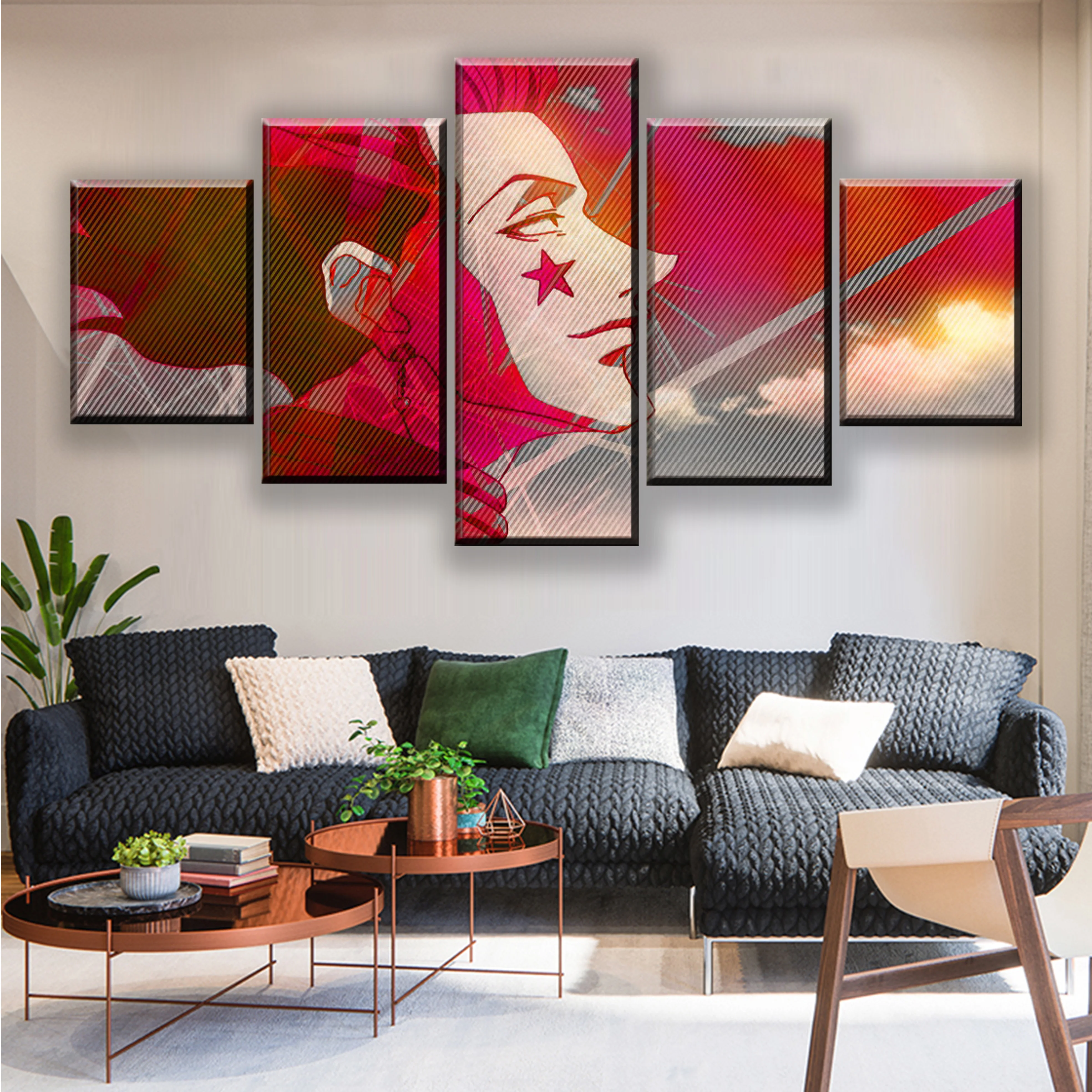 

Modular Pictures Home Decorative 5 Piece Anime Hunter x Hunter Hisoka Poster Wall Art Bedroom Living Room Canvas Print Painting