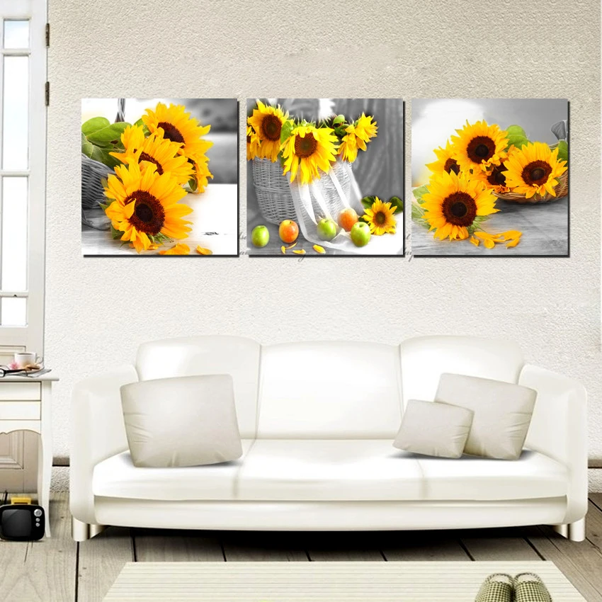 Современное украшение для дома набор рисования желтый подсолнух на столе