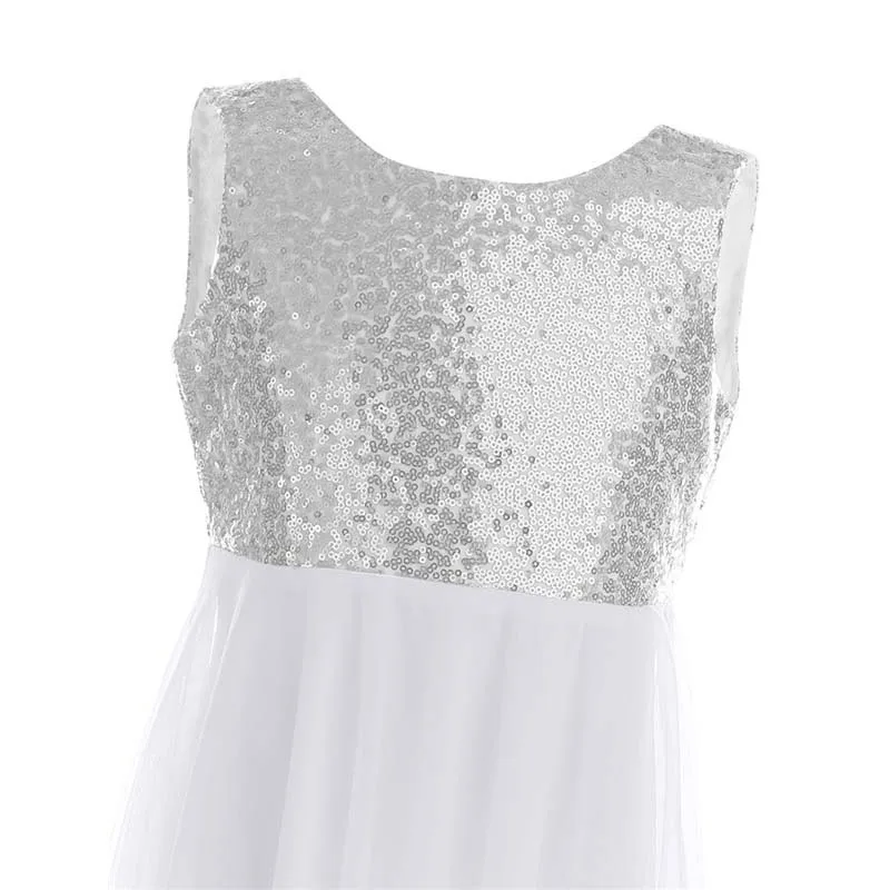 Детское торжественное платье с блестками для девочек принцессы причастия без