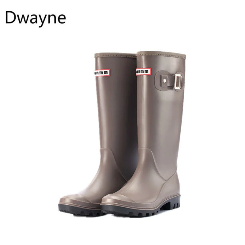 Dwayne/женские водонепроницаемые резиновые сапоги; женские модные резиновые сапоги до колена; обувь для девочек; резиновые сапоги; водонепроницаемая обувь из ПВХ