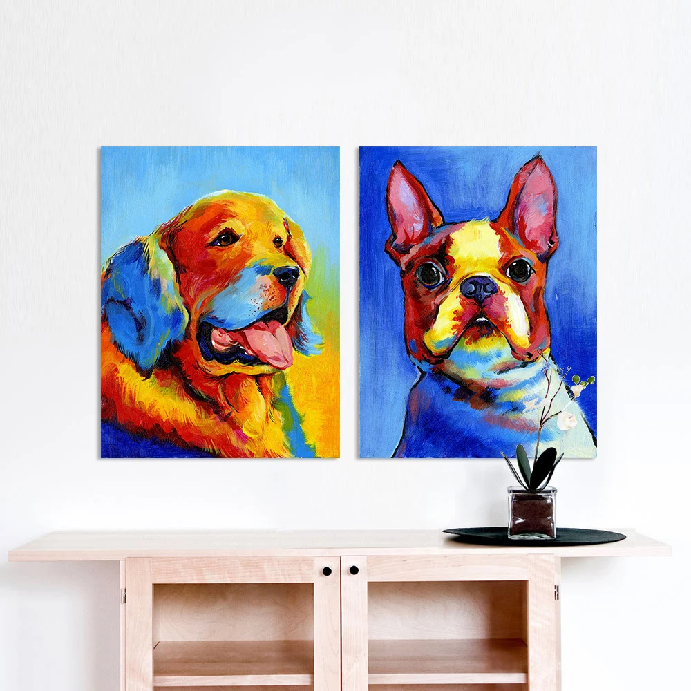 Настенная картина холст печать Животные Собака Щенок масляная ретривер для