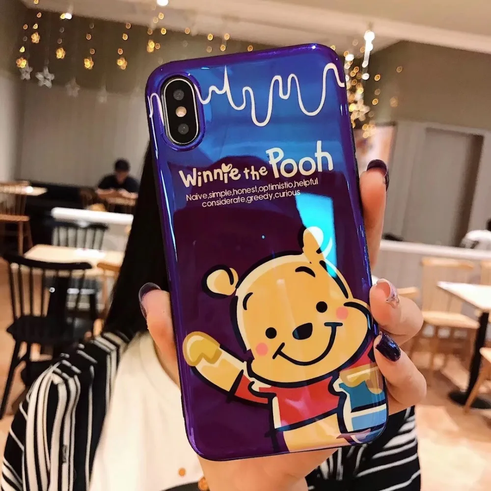 ZMASI Blue-ray Winnie Case Fundas for iPhone 7 8 6 6s Plus Phone Bag Cases X XR XS Max Cover Soft Smooth Capa |