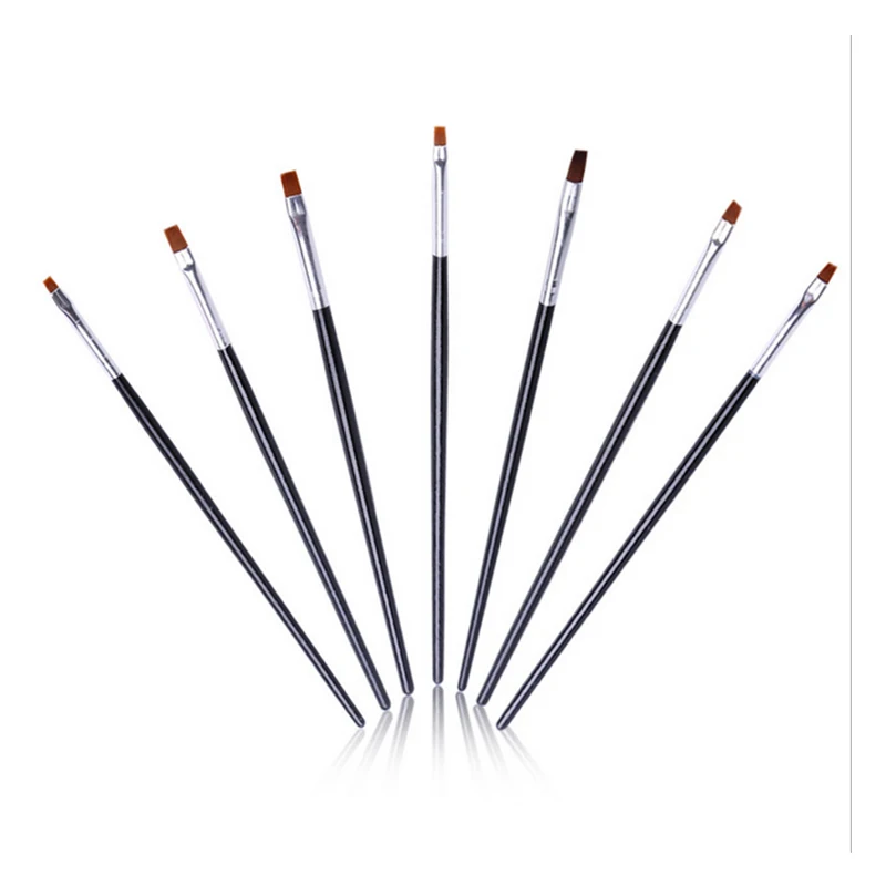 7 шт. УФ гель для рисования Кисть ногтей Набор ручек черная деревянная ручка DIY