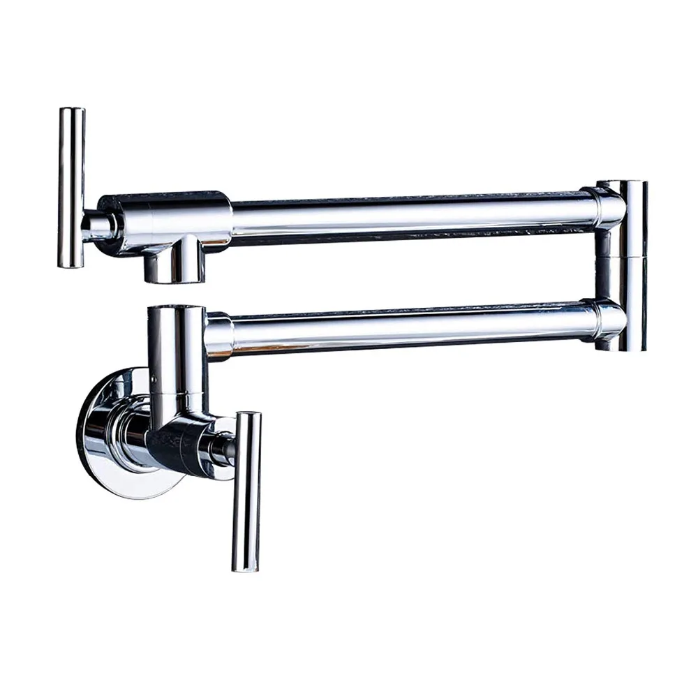 Кухонный смеситель складной растягивающийся настенный кран из латуни с двойным