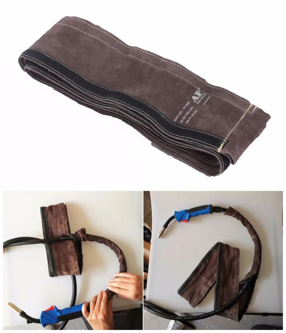 MIG Torch Sleeve Welding Gun Cable Cover 10cm x 3.5m (4in x 11.5ft) Top Split Cowhide Leather CE TIG/MIG/Plasma Cable Sleeves