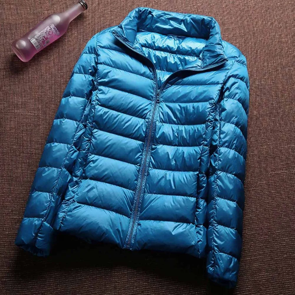 Женский пуховик с капюшоном Feamle ультратонкий Теплый Розовый длинным рукавом на