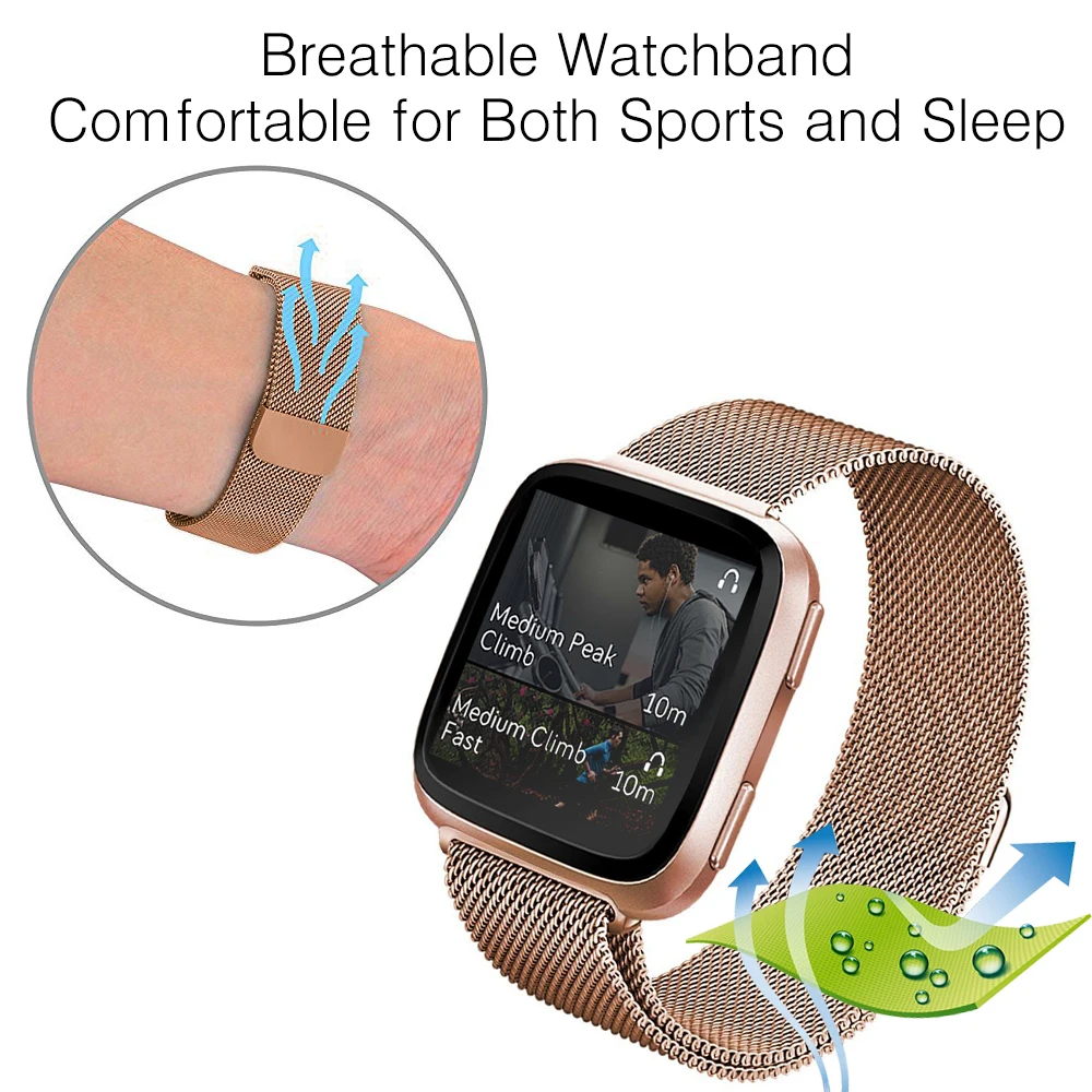 Сменный ремешок Baaletc для Fitbit Versa металлический Миланский из нержавеющей стали