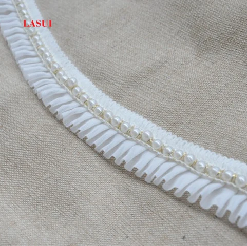 LASUI 3 размера = 1 партия 5 см 3D белый искусственный жемчуг лента шифоновая кружевная