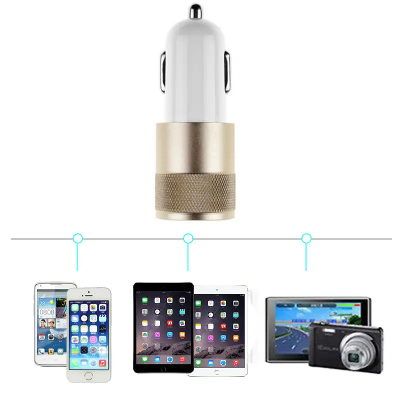 Universal 2.1A+1A Aluminum material Dual 2 Port USB Car Charger For 5 / 6 /For Galaxy S4 S5 Note CH127 | Мобильные телефоны и
