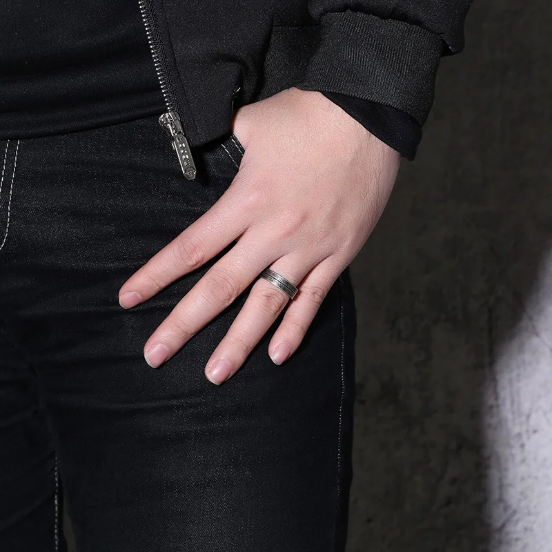 Стильное покрытие поверхности из нержавеющей стали мужское кольцо старинное