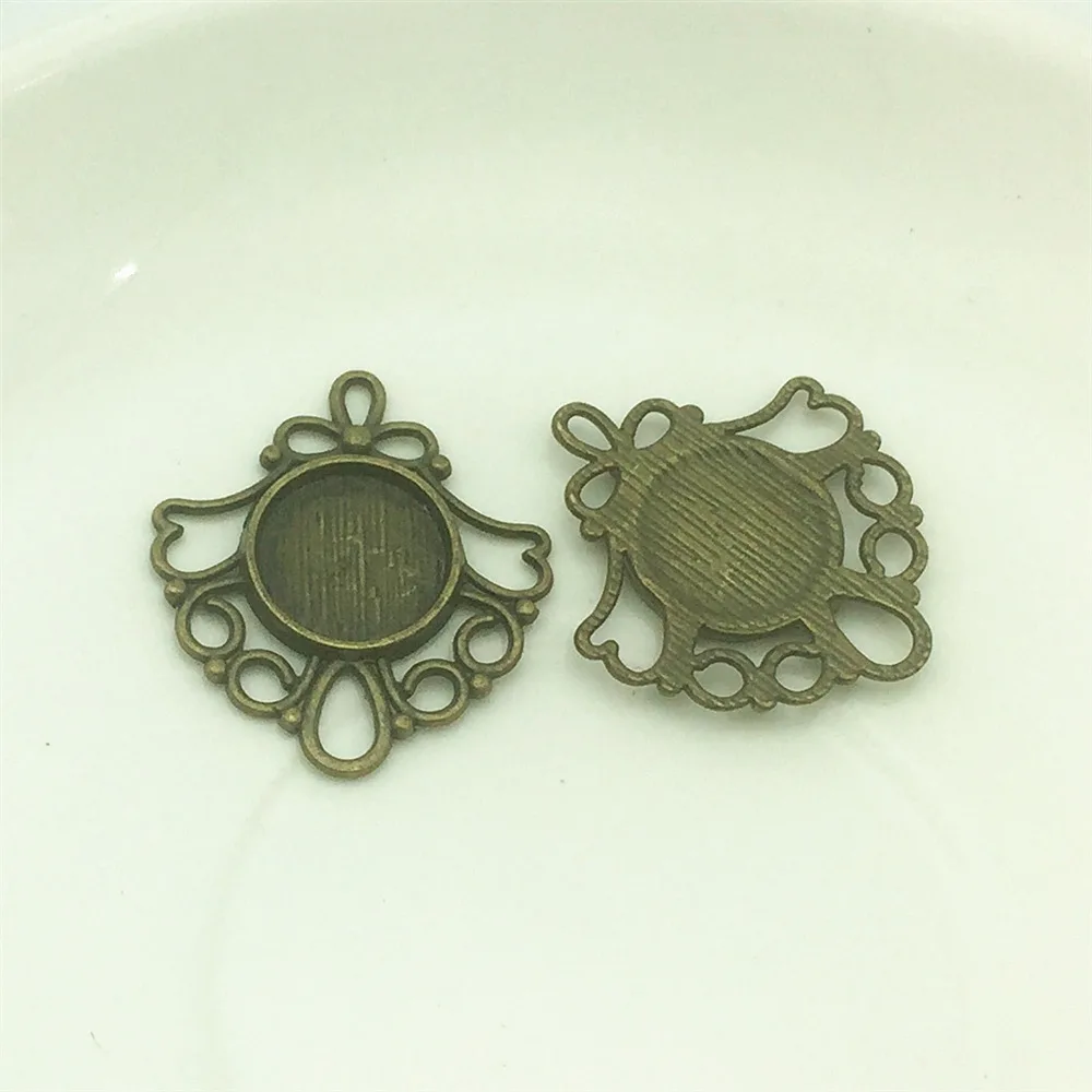 

LJJAGLL Zinc Alloy Tow Colors 10Pcs Hollow Flower Blank Base Fit 12mm Cameo Setting Fit Drop Earrings Jewelry Diy AXDT011