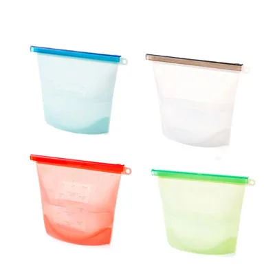 4 Pcs Mixed Color ERMAKOVA силиконовый мешок для хранения еды 1000 мл герметичное уплотнение еда сэндвич закуски Ланч многоразовые хранения морозильник мешок контейнер - Цвет: 4 Pcs Mixed Color