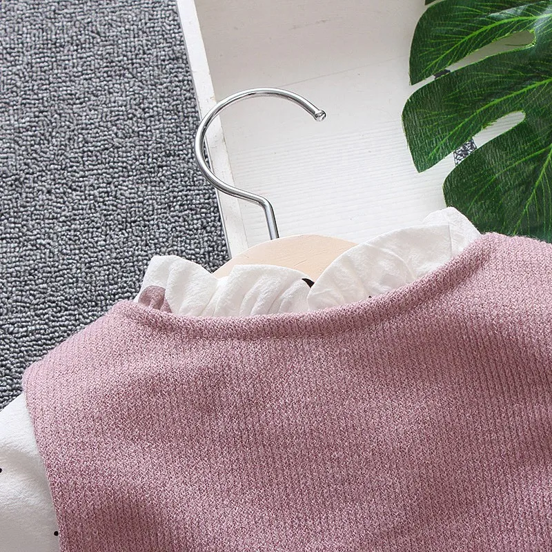 Платье принцессы для девочек одежда в горошек с длинными рукавами милое платье