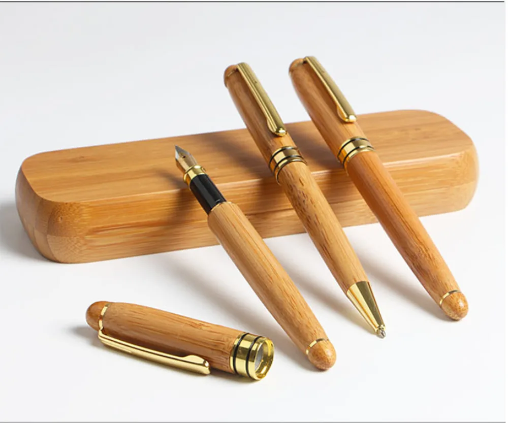 

Boutique Bamboo Twist Ball Pen Fountain Pen Gift Box Set Personalized Giveaway Custom Gift Pen Freebies Promotion ballpoint pen