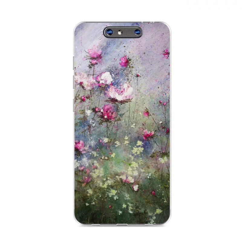 Zte blade v8 Case Silicon Flower Painted Painting Soft TPU Back Cover for protect Phone cases shell |