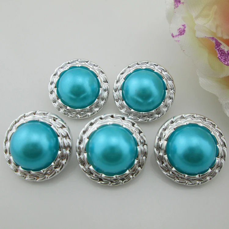 20 шт. модные бирюзовые жемчужные пластиковые пуговицы резиновые хвостовик для