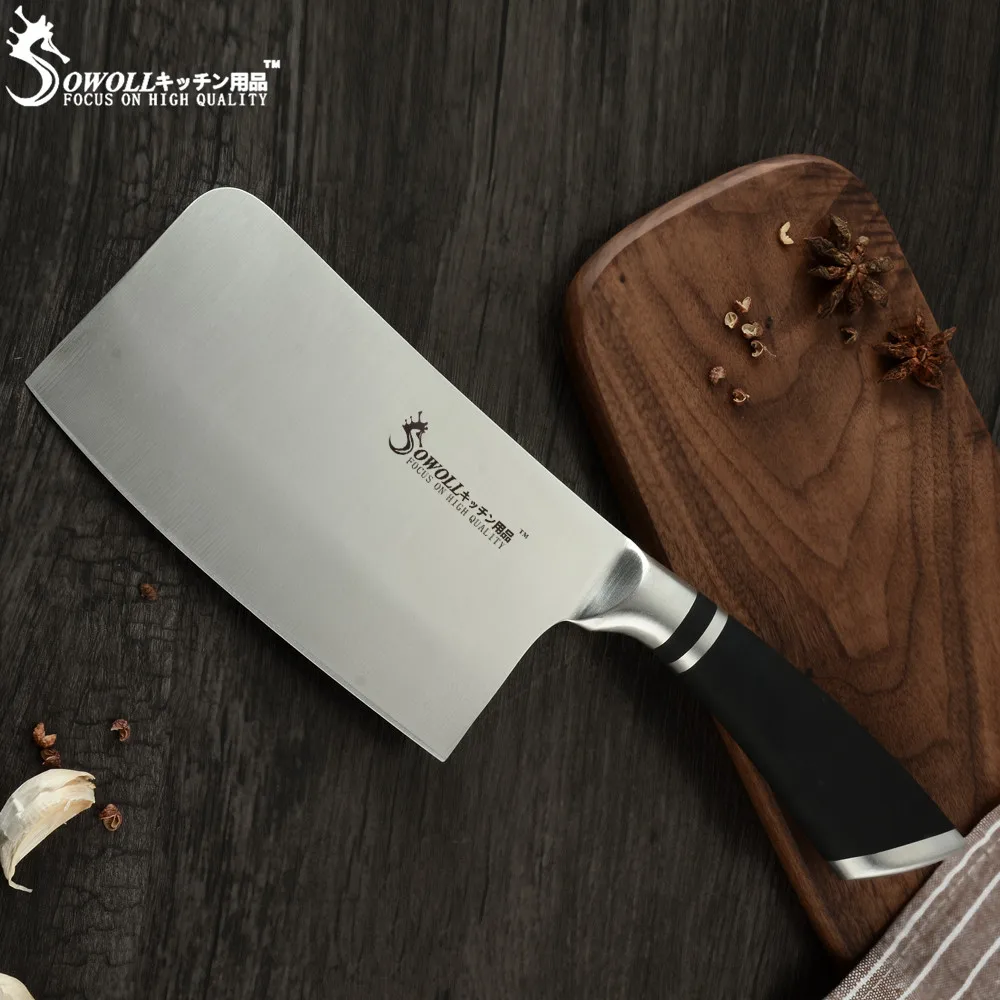 Sowoll кухонный нож нарезка Мясницкий китайский шеф из высокоуглеродистой стали 7