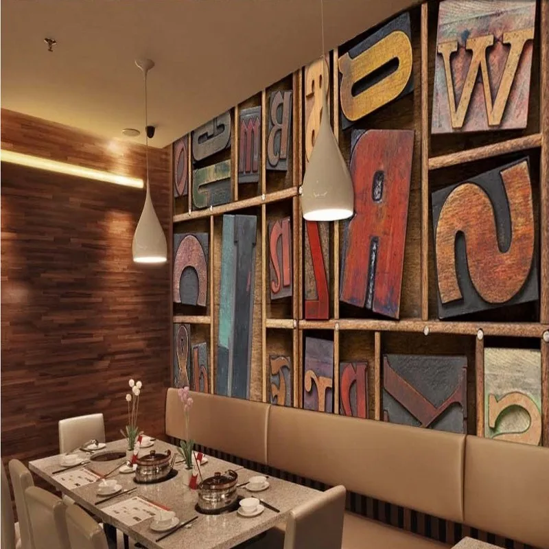 Фото обои на заказ Европейский стиль ретро деревянный металлический Английский