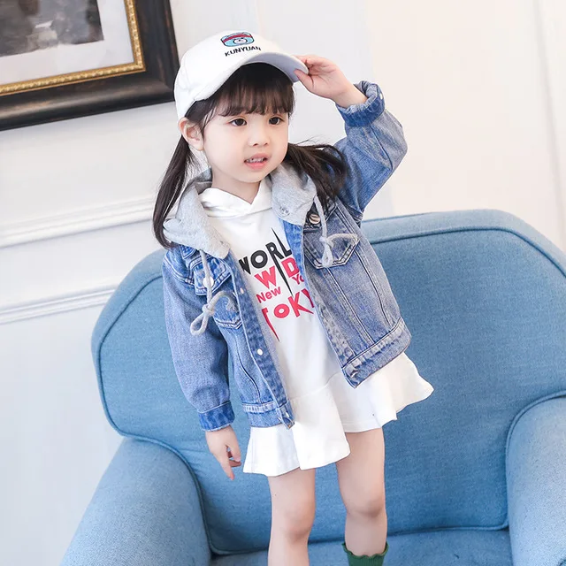 

Rlyaeiz High Quality Baby Girls Denim Jacket Coat 2019 Spring Girls' Basic Cowboy Jackets Fashion Hooded Kids Short Jacket 2-7Y