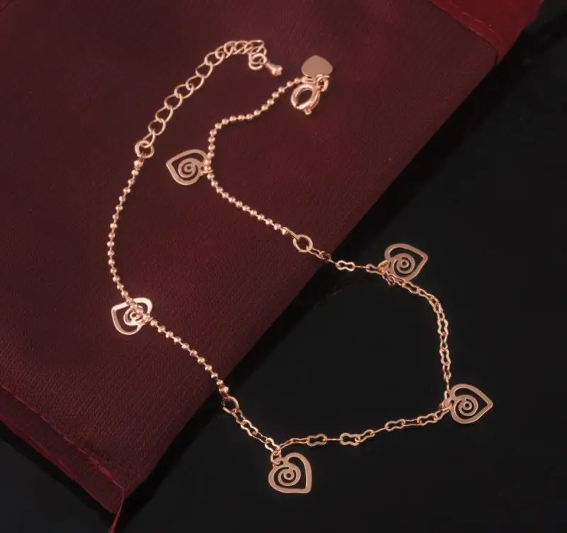 Модный браслет MxGxFam с сердечком розовое золото цвет на лето для девочек|anklet