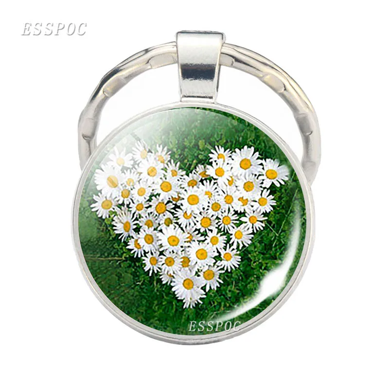 Ромашка Сакура простой стильный брелок бижутерия со стеклянными кабошонами