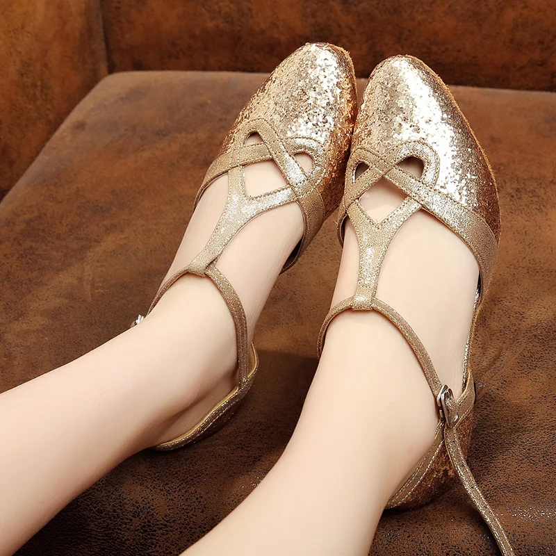 DILEECHI золотые туфли для латиноамериканских танцев/современных танцев женские