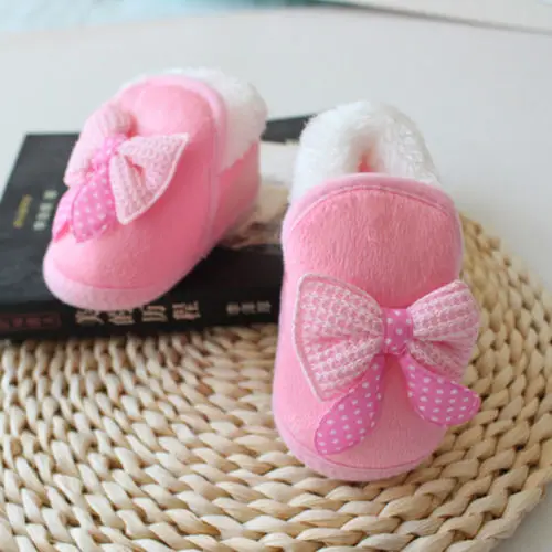 1 Pair Cute Infant Girls Newborn Winter Warm Toddler Hot Soft Sole Boots Baby Shoes Butterfly-knot |
