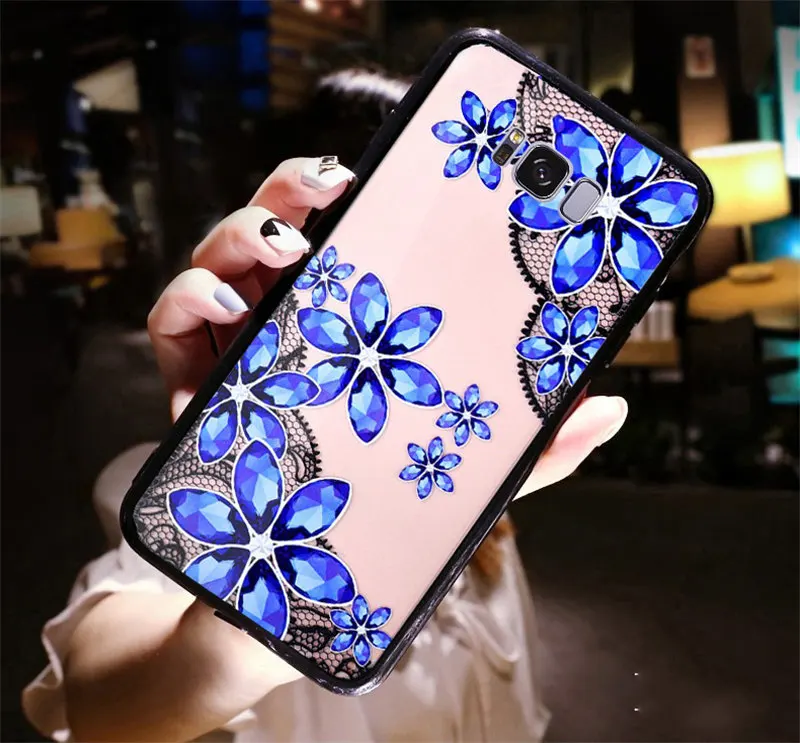 3D цветочный чехол для телефона samsung Galaxy S10 плюс S10e с сияющими блестками