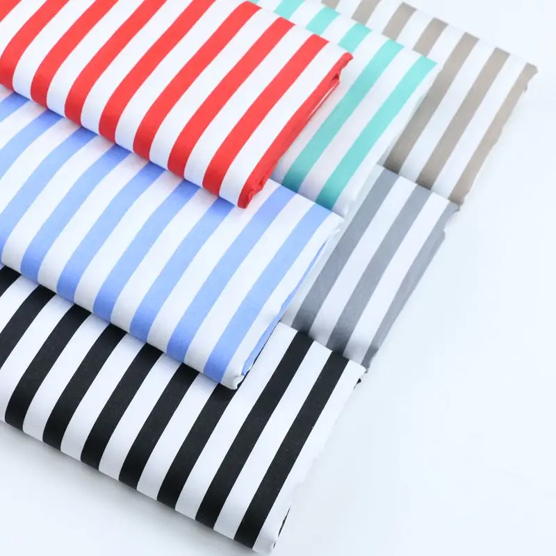 

100% cotton twill cloth blue grey red khaki black 1 cm stripe fabrics for DIY bedding apparel patchwork home decoration textile