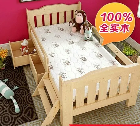 Детская кровать детская мебель для сна из массива дерева с 2 ящиками поручни