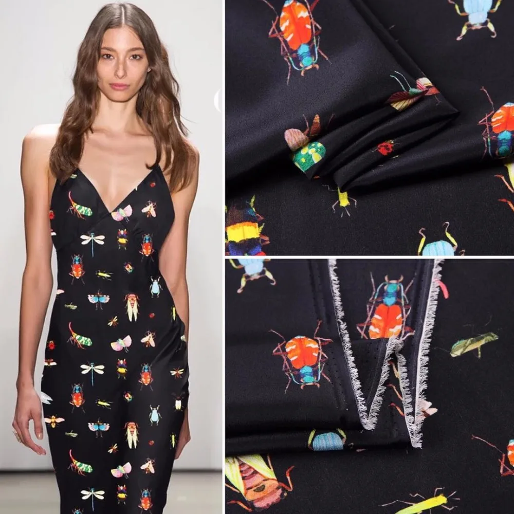 Номер 1-6 Цифровая печатная шелковая креповая ткань 100% шелк вес 12 момме ширина 135