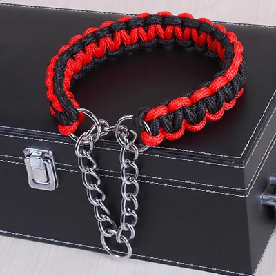 red and black 1 шт. Регулируемый Профессиональный Металлический Pinch Кинологический цепи воротник для сильных домашних животных, дроссель воротники, ожерелье для домашних животных для шеи стандартные ошейники - Цвет: red and black