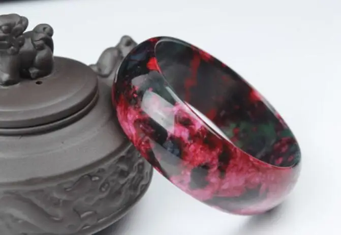 

Natural pink red Peach blossom jade BEAUTIFUL women charm bangle bracelet 56-62MM free shipping
