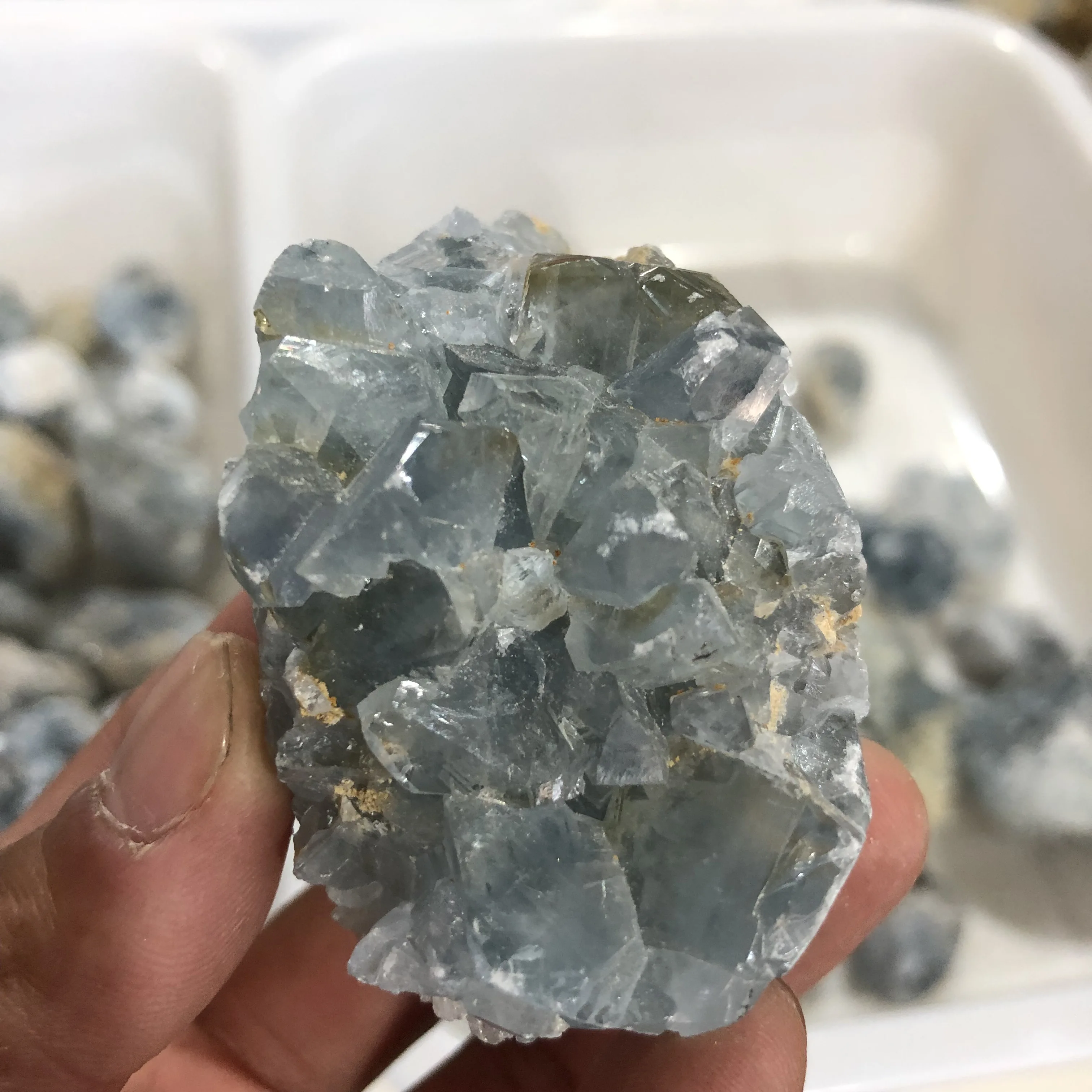 

65g buraco Espcime Mineral Natural celestite geode De Cristal De Quartzo Azul SPAR gemstone cluster cura fengshui