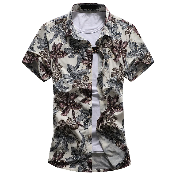 Модные рубашки для мужчин отдыха большие размеры короткий рукав летний бренд