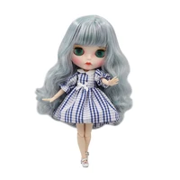 icy dbs blyth doll white skin joint body mixed color long curly hair and matte face bl40061049