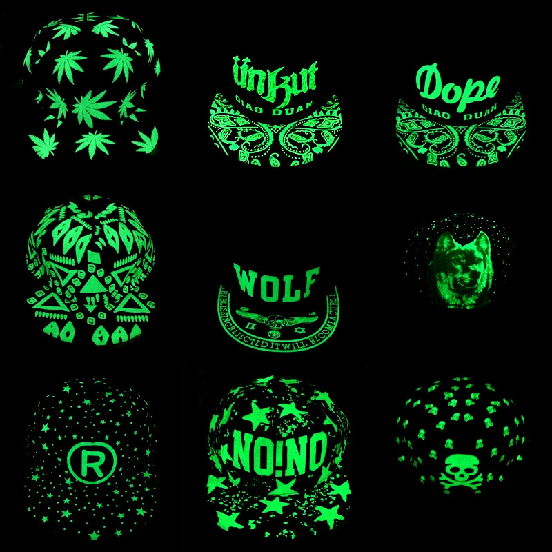 XFVSWUNHI EXO fluorescent hat tfboys couple hip hop cap men's flat along the luminous baseball Green K-POP street dance hats |