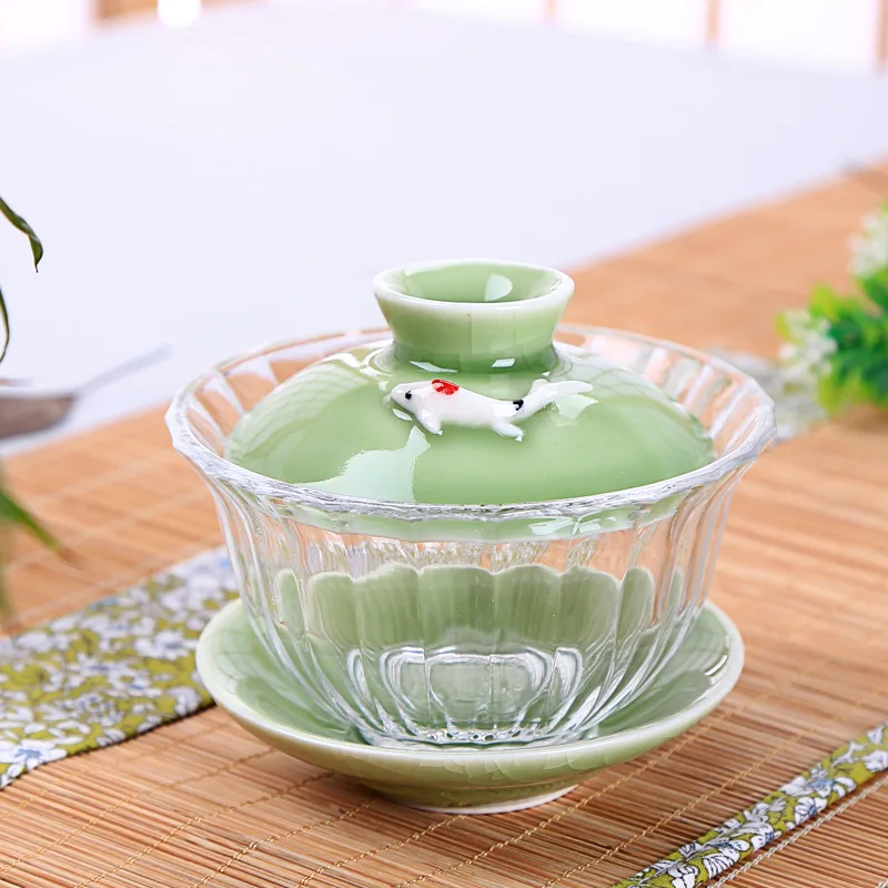 Moylor чайный набор кунг фу стеклянная чаша с кристаллами Gaiwan Celadon ceramicсанкai чашка