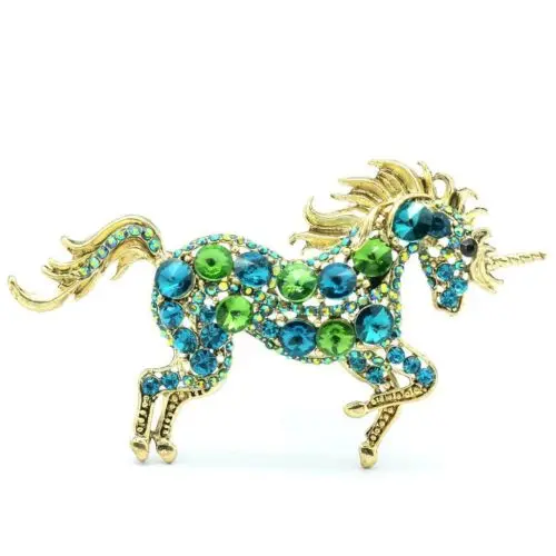 Для женщин jewelry животного Броши VTG Стиль Зеленый Единорог Лошадь Брошь Булавки