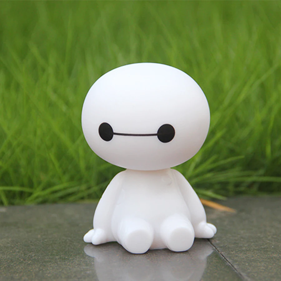 Милый пластиковый робот Baymax фигурка вибрирующей головы украшения для автомобиля