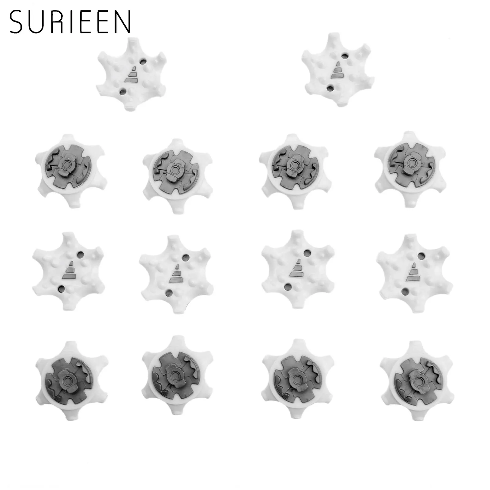 

SURIEEN 14Pcs/Lot TPR White+Gray Golf Shoes Spikes Pins 1/4 Turn Fast Twist Shoe Replacement Golf Accessories Golf Training Aids