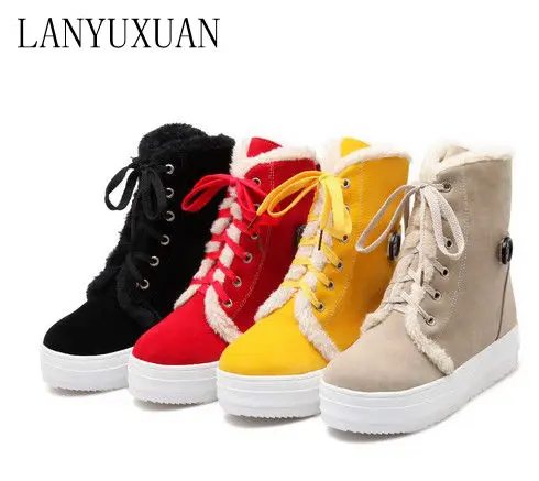 Женские зимние ботинки на толстой подошве теплые в русском стиле большие размеры