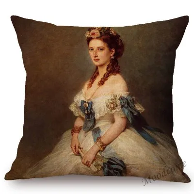T305-10 Franz Xaver Winterhalter рококо Королевский суд Принцесса Королева красивая леди Портрет маслом диван наволочка чехол для подушки - Цвет: T305-10