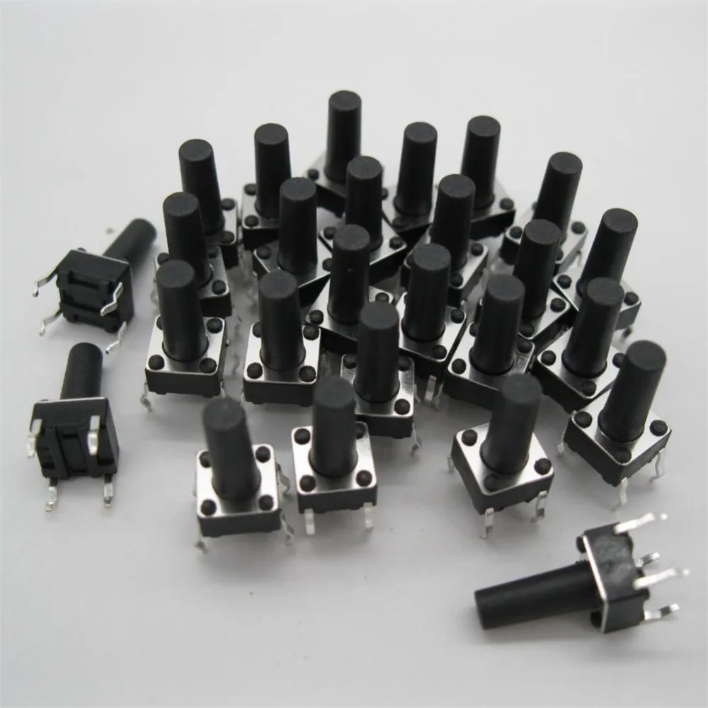 100pcs 6x6x12MM 4PIN Tactile Tact Push Button Micro Switch Direct Touch micro switch black 6*6*12 keys button DIP 4pin | Обустройство