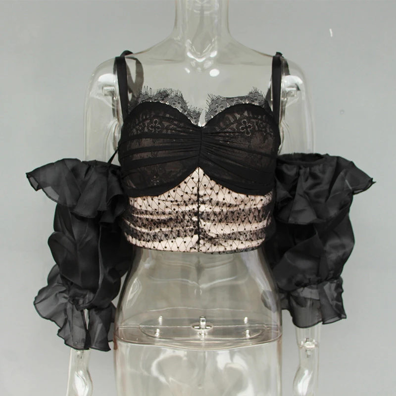 Лето 2019 г. Винтаж Спагетти ремень блузка для женщин пикантные с открытыми плечами