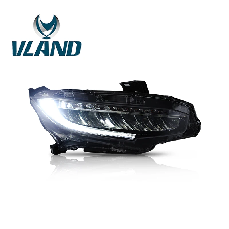 VLAND для Honda Civic полный светодиодный фар 2014 2015 2016 2017 с последовательным индикатор +