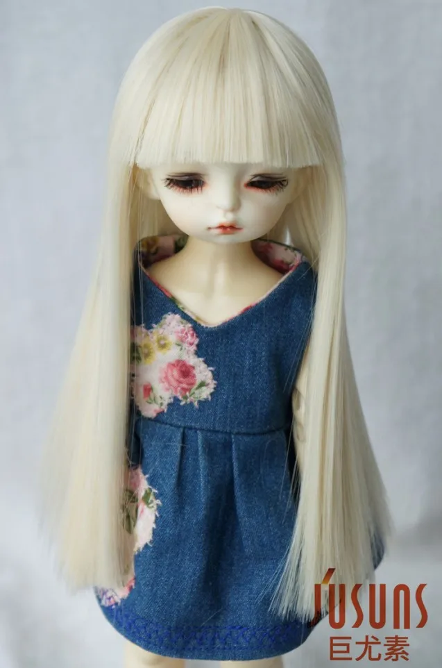 Blond JD237 1/6 6-7 дюймов теплостойкость BJD куклы парики Полная Челка Длинные прямые парик YOSD куклы аксессуары - Цвет: Blond